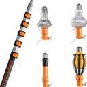 5-24 ft Telescopic Light Bulb Changer for High Ceilings // Light Bulb Remover Tool High Ceilings Kit with Suction Cups, Basket and Microfiber Cloth // 30ft High Reach Light Bulb Changer with Pole