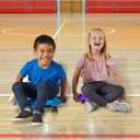 hand2mind Blue Indoor Scooter Board with Handles, Sit Down Floor Scooter, Gym Activities for Kids, Indoor Sport Recess Games, Physical Education Equipment, Gross Motor Toys
