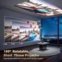 KSAN Projector with Stand, [Electric Focus] 1080P WiFi Projector with Bluetooth, Portable Movie Projector for Indoor Outdoor Use, HDMI/USB/Type C/3.5mm AV for IOS/Android/Windows/TV Stick/PS5
