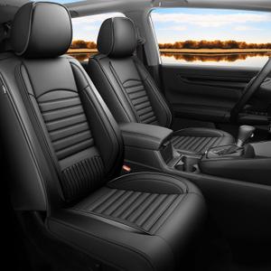 Fit CRV Car Seat Covers Compatible with Honda CR-V 2023 2024 2025 2026 CRV LX;EX;EX-L;Sport;Touring;Special Edition & Hybrid Model - Full Coverage Breathable Leather (Full Set,Black)