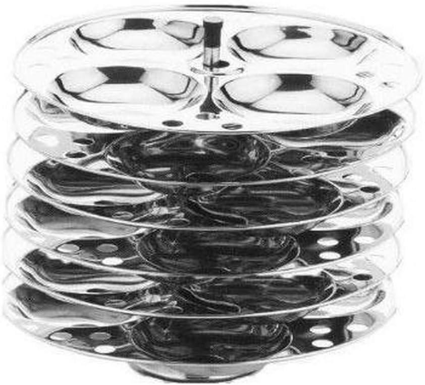 Tabakh Stainless Steel 6-Rack Idli Stand, Large, Silver