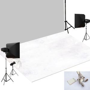 Kate Light White Floor Mats Photography Floor Mats Printed Rubber Mat Newborn Photography Drops for Photo Studio Props 8X5ft (Texture)