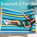 SUPERJARE Hammock with Stand, 2 Person Heavy Duty Hammock with Padded Cotton, Detachable Pillow & Strong Curved-Bar & Portable Carrying Bag, Perfect for Outdoor & Indoor - Dark Cyan