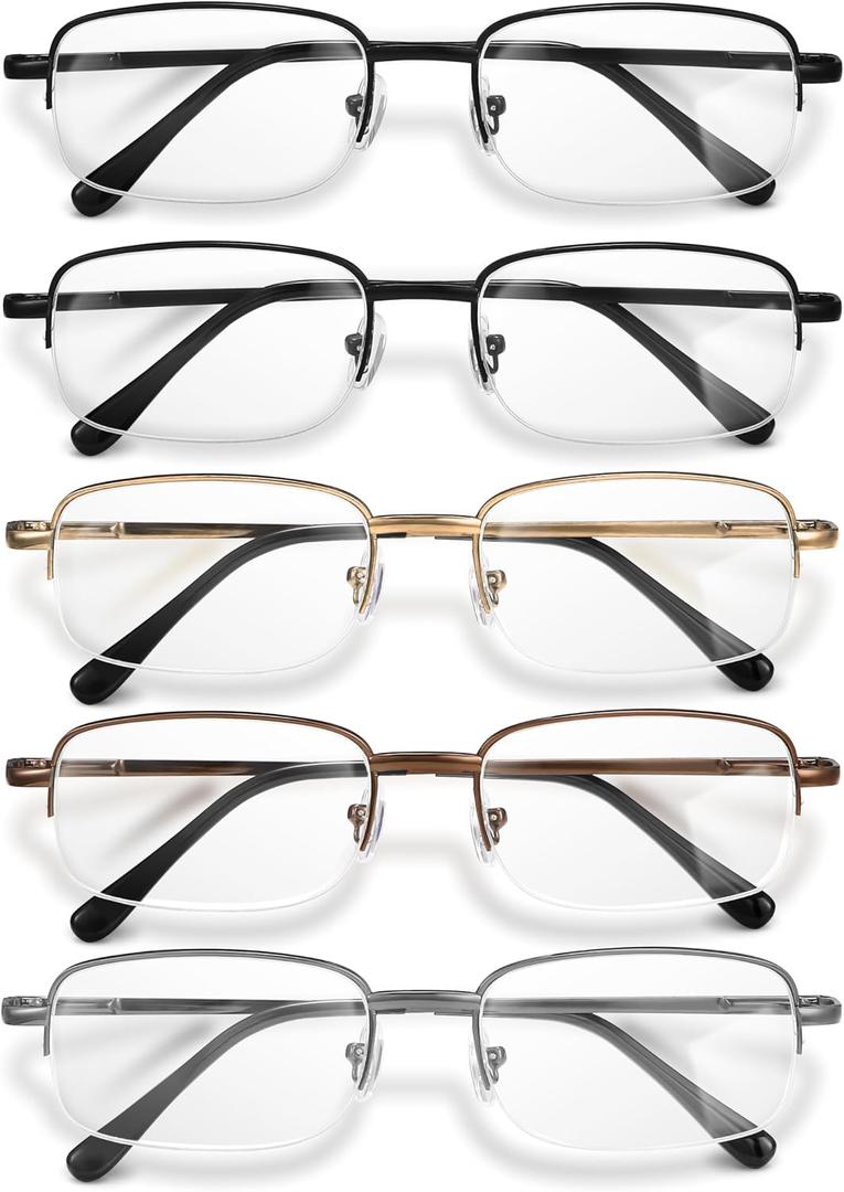 NOVIVON 2.0 Metal Reading Glasses Men - Durable Readers with Blue Light Filtering - Clear Vision