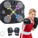 Music Boxing Machine for Kids, 2 3 4 5 6 7 8 Year Old Boy Birthday Gift, Wall Mounted Punching Target with LED Lights & Boxing Gloves, Fun Fitness Equipment for Teen Boys, Indoor Home,Office,Gym Play