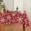 Horaldaily Christmas Tablecloth 6084 Inch Rectangular, Red Snow Washable Table Cover for Party Picnic Dinner Decor