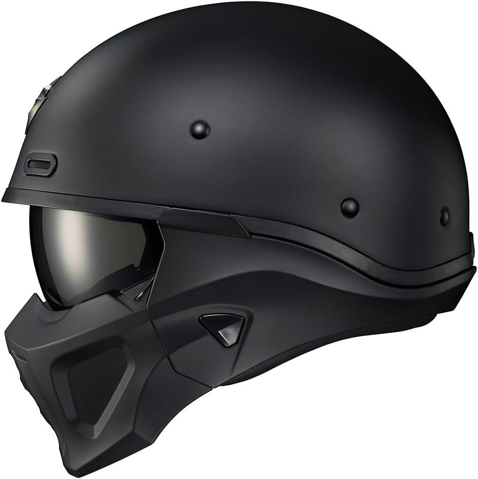 ScorpionEXO Covert X Open Face Half Shell 3/4 Motorcycle Helmet Comm Ready Speaker Pockets DOT Solid (Matte Black - Medium)