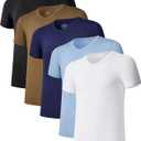 CF Men's Undershirts Bamboo Rayon Shirts for Men Moisture Wicking T-Shirt Classic V Neck Cooling Tee Shirts 3/5 Pack (Large)