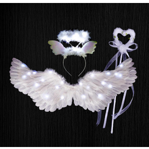 Angel Wings, Light Up Angel Wings and Halos with LED Lights, White Angel Wings Costume