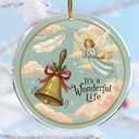 It's A Wonderful Life 6 - Inspired Christmas Angel Wings Bell Heaven Retro Vintage - Christmas Ornaments - Christmas Decorations - 3.6 in Acrylic - Stocking Stuffers Pack of 2