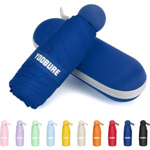 Yoobure Travel Umbrella Portable Compact Umbrellas, Pocket Mini for Purse, Umbrellas for UV Sun & Rain Small for Backpack, Umbrella with Case Folding for Kids Women (Dark Blue)