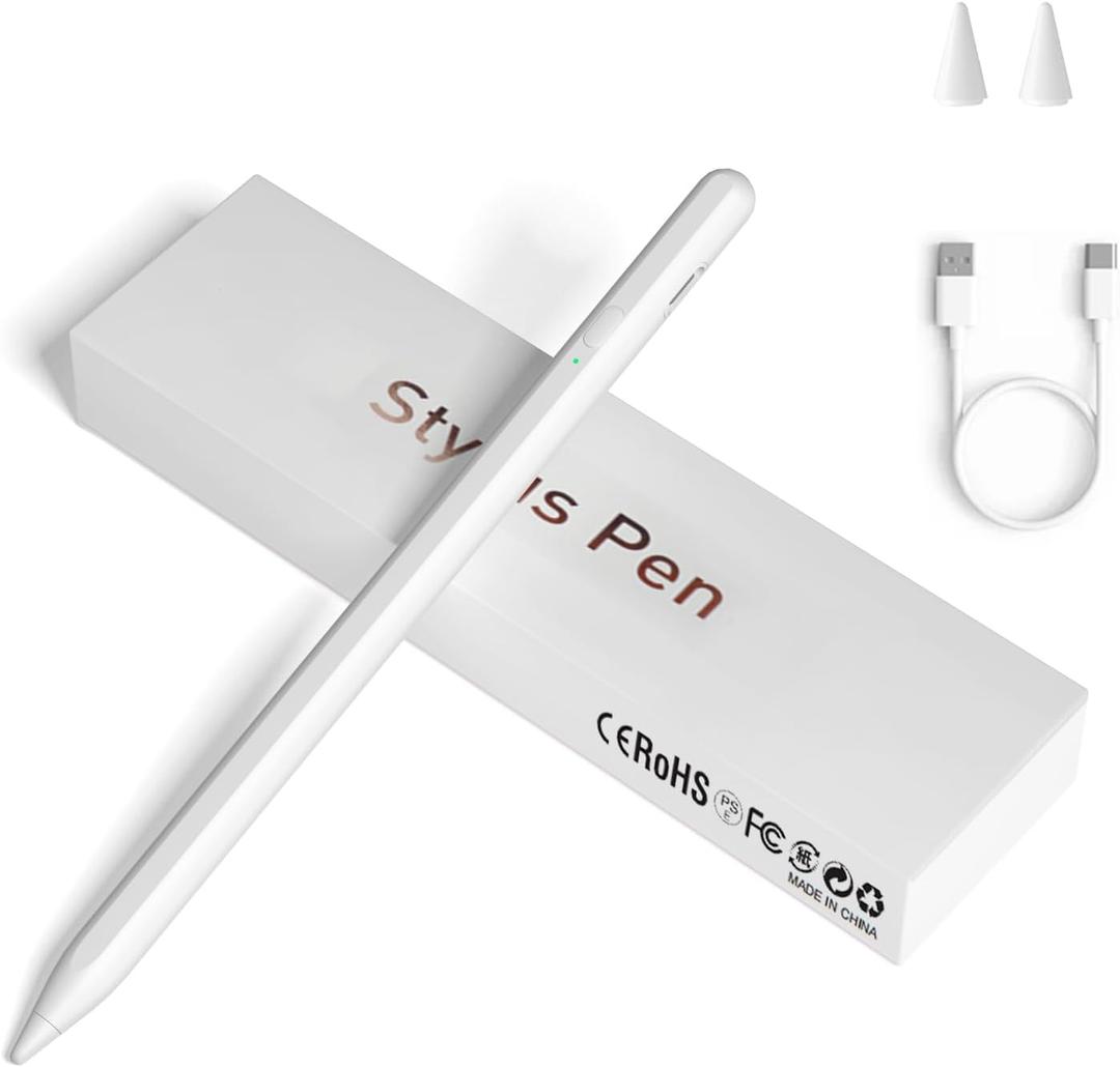 Stylus Pens for Touch Screens, Universal Fine Point iPad Pencil with Magnetic Adsorption Compatible with iPhone/ iPad/ Samsung/ Android/ Tablet & Other Touch Screens (White)