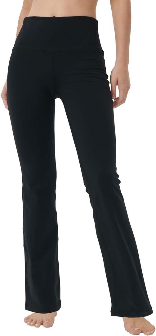 Bootcut Yoga Pants for Women with Hidden Pockets High Waist Workout Pants Tummy Control Dress Bootleg Work Pants (Medium, Black)