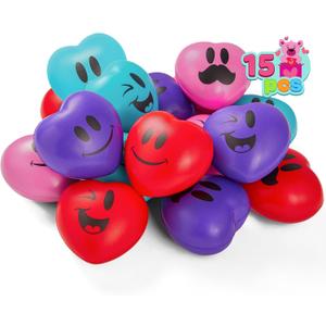 JOYIN 15 Pcs Valentines Heart Shape Stress Ball, Valentine's Day 3 inch Heart Ball Squishy Toy Exchange Gift for Kids, Stress Relief Party Favors, Holiday Reward Prizes