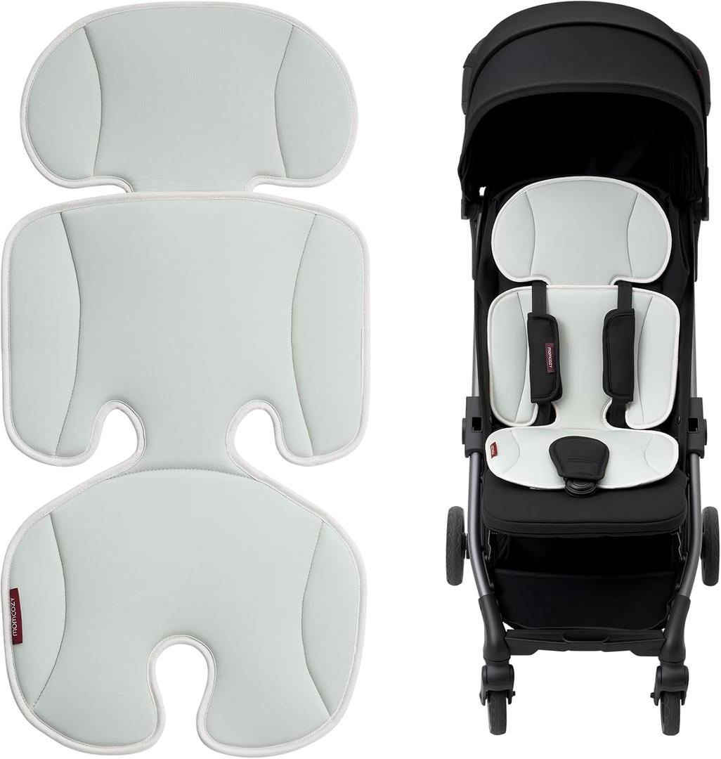 Momcozy Stroller Cooling Pad | Universal Soft Cooler Pad, Breathable & Adjustable Seat Liner | Detachable 2-Piece Cooling Cushion | Fits Strollers, High Chair, Bassinet, Swing (Light Grey)