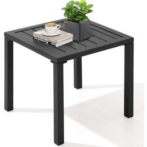 Crestlive Products Aluminum Outdoor Side Table, Pool Lounge Chair Side Table, Weather Resistant Small Square Coffee End Table for Patio, Yard, Garden, Porch, Deck, Indoor, Outdoor (Black)