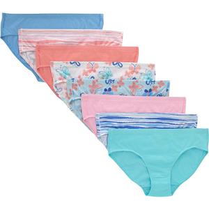 Hanes Girls' Organic Underwear, Brief & Hipster, Toddler & Girl Sizes, Pure Comfort Organic 100% Cotton Panties, 8-pack, 14