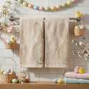 Gilprop 2 Pack Easter Bathroom Hand Towel Cotton Beige Bunny 3D Pattern Dish Towel Easter Gift Set Spring Bunny Bathroom Decor 29 x 13.5 Inch