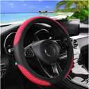 2 x Zpana Elastic Car Steering Wheel Cover, 14.5-15 Inch Leather Non Slip Vehicle Steering Wheel Protecter Without Inner Ring, Auto Interior Protection Accessories, Universal Fit (Red)