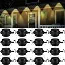 16 Pcs Solar Powered LED Gutter Lights 3 LED Deck Gutter Solar Lights Outdoor Waterproof LED Garden Yard Wall Lamp with Bracket for Fence Wall Stair Step Pathway, White Light and Warm Light (Black)