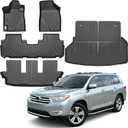 Floor Mats & Cargo Liner Compatible with Toyota Highlander 2008-2013(Non-Hybrid),All Weather Protection,Waterproof,Anti-Slip TPE Trunk Mat Fit for Toyota Highlander 2008-2013 Accessories