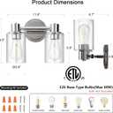 2 Light Bathroom Wall Sconce Light Fixtures with Clear Glass Bathroom Wall Lights Over Mirror Vanity Lights Chrome with E26 Base