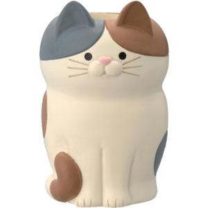 Cat Pen Holder, Cute Phone Stand Multifunctional Tablet Glasses Pencil Holder Cat Ornament Desk Organizer Accessories for Office Home Bracket (Squat Tri Colored Cat)