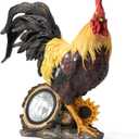 Glitzhome Solar Powered Vibrant Rooster Garden Statue Resin Outdoor Decoration, 13.75" H
