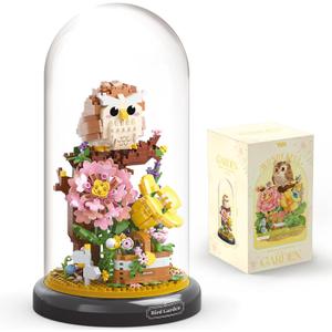 QARULUS Owl Flower Bouquet Building Set Plants Friend Set Adults Bonsai Tree Party Favors for Kids Animal Building Blocks Set Valentine's Birthday Gift for Girlfriend Boys Girls Age 6-12+(Owl Garden)
