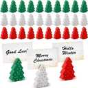 Kigley 30 Pcs Mini Christmas Tree Place Card Holders Wooden Xmas Table Number Holder Wood Table Sign Picture Stand for Christmas Winter Holiday Office Wedding Decor Party Favors