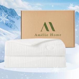 Amlie Home Waffle Cooling Comforter Twin Size, Q-Max 0.45 Double-Sided Lightweight Cooling Blanket for Hot Sleepers, Summer Silk Breathable Bedding Quilt for Night Sweats, 68"x90", White