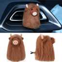 BBTO 1 Pcs Felt Highland Cow Gift Car Air Freshener Clips, Funny Handmade Air Fresheners, Cute Highland Cow Car Accessories, Ornament Vent Decor for Women Men, Christmas Party Gift (Brown)