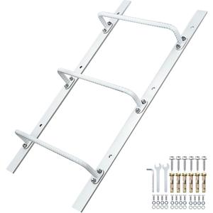 3-Step Window Well Ladder Straight, Heavy Duty Steel Wall Mounted Ladder, Powder-Coated Basement Egress Window Ladder 34.2" Lx17.3 W, White