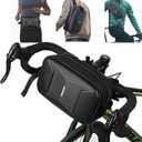 Bike Handlebar Bag, EVA Waterproof Bike Front Bag, 3.2L Bicycle Frame Storage Bag Waist Shoulder Bag, Bike Pouch for Road Mountain Bicycle Cycling Travel Hiking (Black)