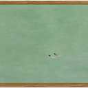 Framed Two Girls Swimming Canvas Wall Art, Minimalist Green Tiny People Swimming in Ocean Pictures Wall Decor, Summer Beach Paintings Prints Modern Home Decor for Living Room Bedroom 16x24inch