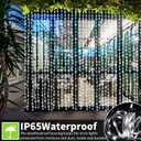 300 LED Curtain Lights Battery Operated, 2Pack 10ftx10ft Battery Power Fairy Curtain String Lights with Remote Timer, for Outside Patio Backdrop Indoor Bedroom Wedding Decor Cool White