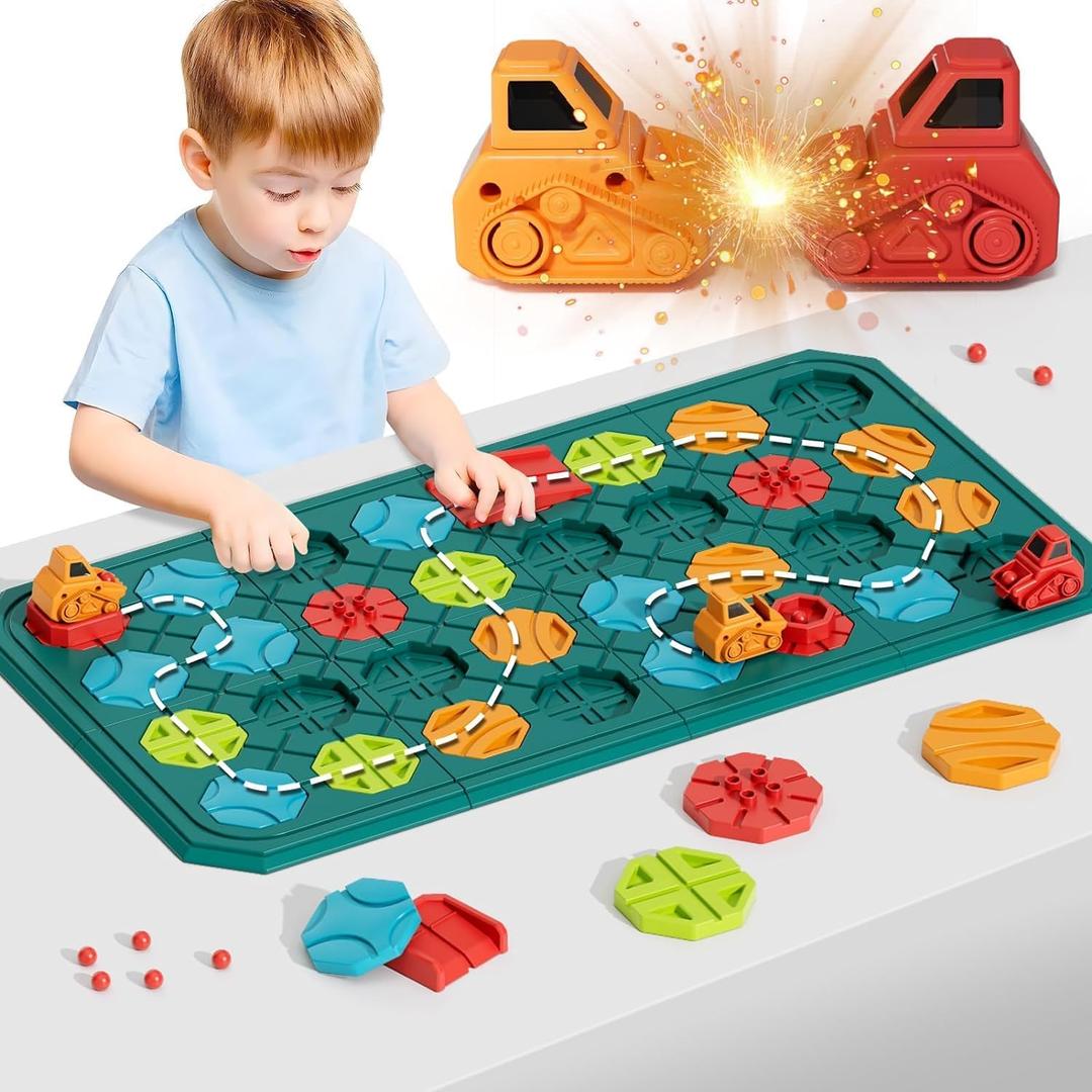 STEM Board Games Educational Learning Toys, Brain Teasers Puzzles Logical Road Builder, Montessori Preschool Birthdays Gifts for Kids Ages 38 Year Old, Super Large with 8 Boards