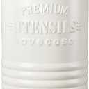 LOVECASA Vintage Utensil Holder for Kitchen Countertop, 7.2” Large Ceramic Utensil Crock for Home Décor, Farmhouse Utensil Vase for Housewarming, Wedding, Birthday Gift - Cream White