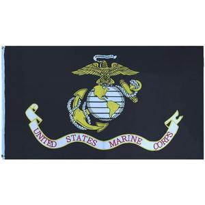 Trade Winds 3x5 ft United States Marine Corps EGA Black Flag, Officially Licensed, UV Resistant, Polyester, All Seasons, 1 Piece
