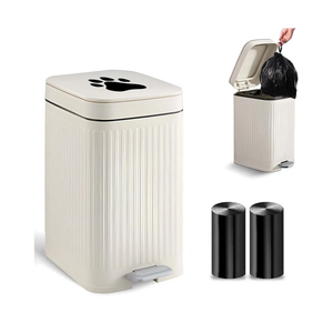 Kopuncare Dog Poop Can Outside, 5L/1.3 Gal Pet Poop with Lid, Foot Pedal, Dog Waste Container with 40 Bags, Lid Soft Close for Pet, White