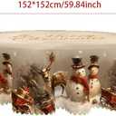 60 Inch Round Christmas Tablecloth, Snowman Holiday Table Cover