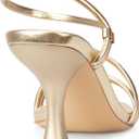 Women's Strappy Kitten Heels Square Open Toe Sandals Party Wedding Ankle Strap Shoes (Beige), Size 7