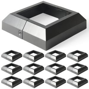 12 pcs 4x4 (Actual: 3.5"x3.5") Aluminum Deck Post Base Cover, for Railings, Stairs, Patios, Porches, Split Deck Post Skirt (Black)