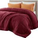 Bedsure Comforter Duvet Insert - Quilted Comforters Full Size, All Season Duvet, GentleSoft Down Alternative Bedding Blanket, with 8 Tabs, Gifts for Women/Men, Red, Full 86 x 82 Inches