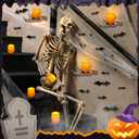 Tuanse 6 Pcs Halloween Skeleton Wall Decorations 3 Witch's Hand Wall Mounted Creepy Hands 3 Lighted Candles 3D Black Spooky Bats Double-Sided Tape for Gothic Halloween Indoor Home Decoration