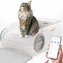 Open-Top Automatic Litter Box Self Cleaning Cat Litter Box Litter Robot for Multiple Cats with Safety Sensors and APP Control for Ragdoll Maine Coon