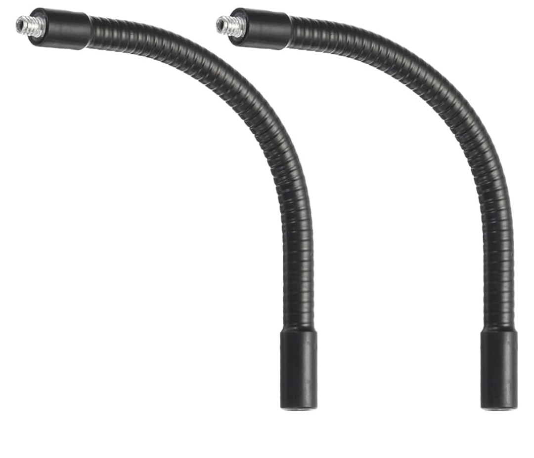 PATIKIL 8" Gooseneck, 2 Pcs 1/4"-20 Female to Male Thread Metal Universal Hose Flexible Arm Gooseneck Tube Extension Holder for Action Camera, Phone, Microphone, Black