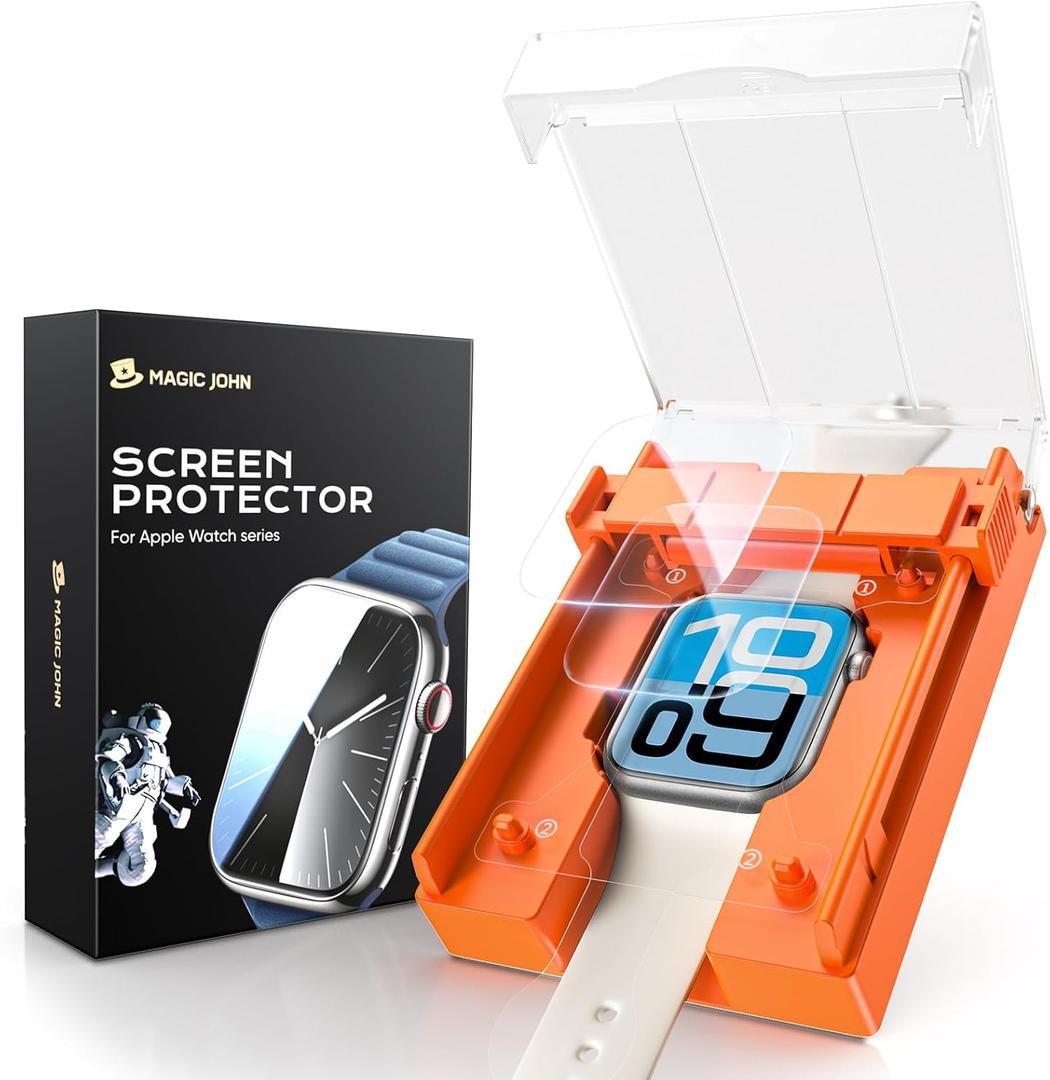 MAGIC JOHN 2 Pack for Apple Watch SE 3(2025)SE 2 SE Series /6/5/4 40mm Screen Protector, [Automatic Align Tech] Self-Healing Flexible EPU Film for iWatch 40mm, HD Transparent, Anti Scratch, Bubble Free