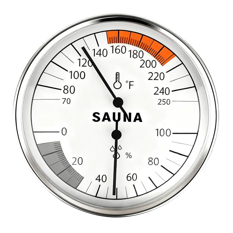 KT THERMO Sauna Thermometer 2 in 1 Fahrenheit Thermometer Hygrometer for Sauna Room, Indoor Humidity Temperature Monitor, Sauna Accessories for Infrared Steam Saunas
