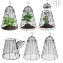 Garden Chicken Wire Cloche Pack of 6 , Large Plant Protectors from Animals, 11.81" W x 15.35" H Rustproof Garden Cloches for Plants with Removable Top and Hook for Easy Pruning